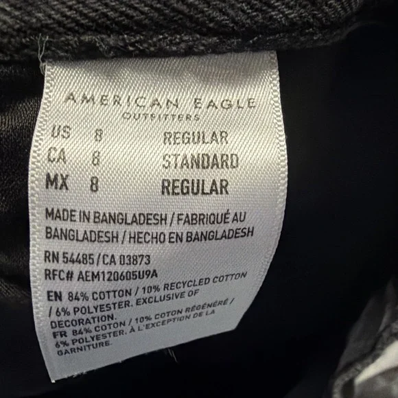 American Eagle Low Rise Skater Jeans Women's Size 8 Black Baggy Wide Leg Grunge - Picture 5 of 11